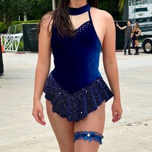 Ice Skating Women’s Glass Rhinestone Leotard Dress Bodysuit XS